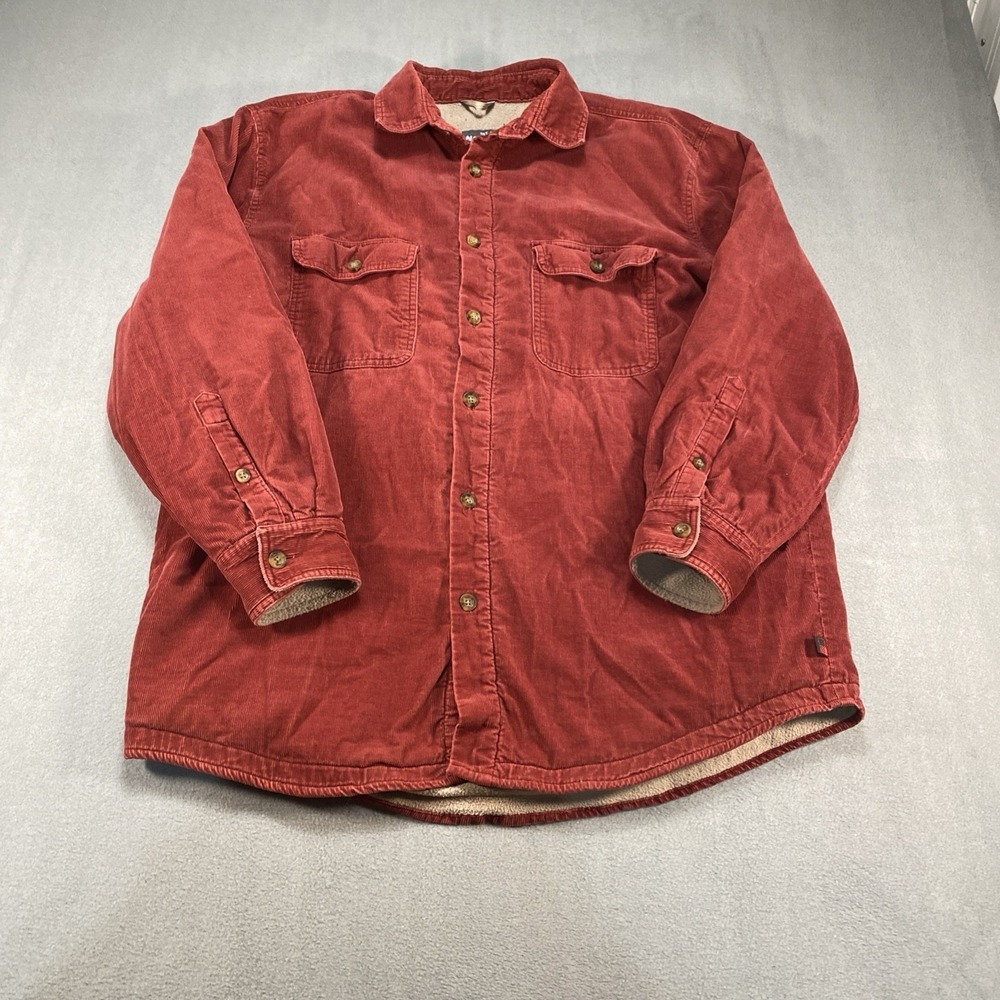 Vintage Woolrich Mens 90s Shacket Copper Red Corduroy Sherpa Lined Large Outdoor